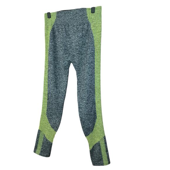 Black and White Striated Leggings W/ Lime Green Stripes One Size Fits All Plus - Picture 2 of 4